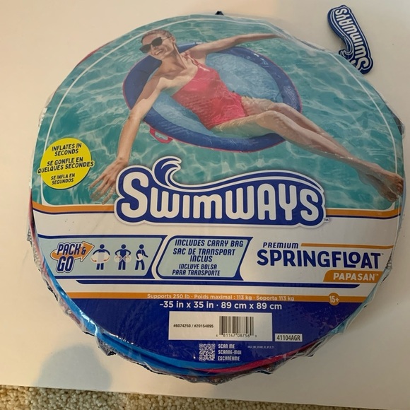 NIP. SWIMWAYS Blue Spring Float Papasan - Picture 5 of 5